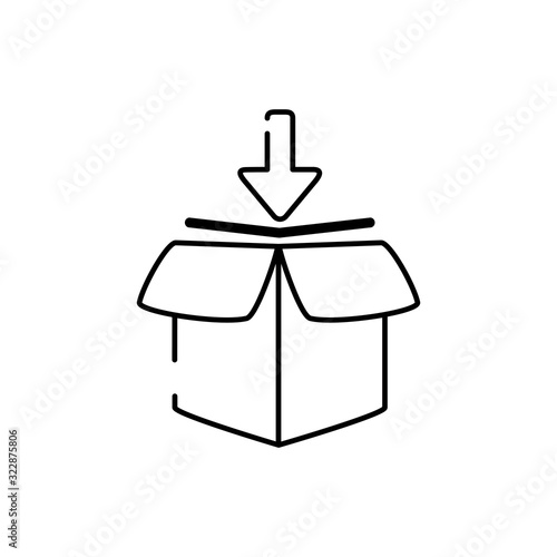 open delivery parcel cargo down arrow line style icon