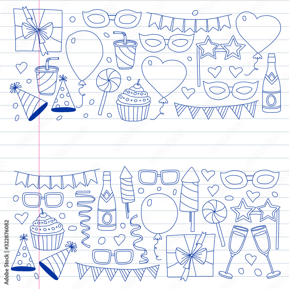 Vector pattern with bithday icons. Holiday and celebration. Vector pattern with bithday icons. Holiday and celebration.