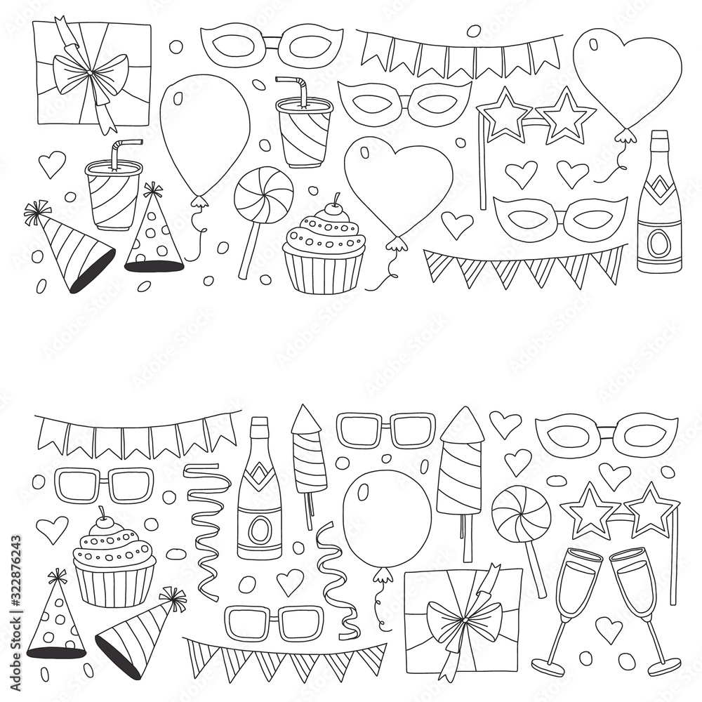 Vector pattern with bithday icons. Holiday and celebration. Vector pattern with bithday icons. Holiday and celebration.