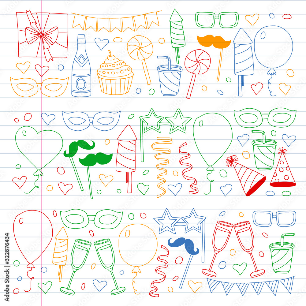 Vector pattern with bithday icons. Holiday and celebration. Vector pattern with bithday icons. Holiday and celebration.