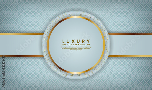 Abstract luxury white background overlap layer on bright space with golden lines for cover, banner, brochure, landing page, or flyer elements. Texture with golden glitters dots element decoration.
