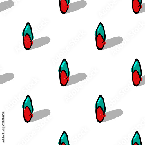 Creative medical seamless hand drawn background. Image with red and blue capsules.