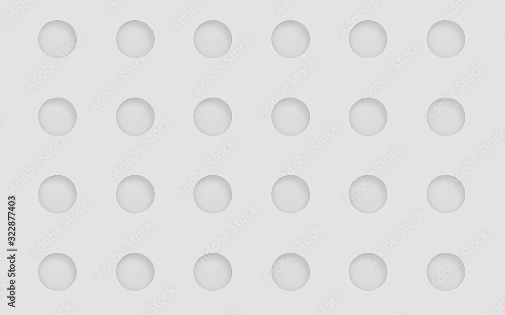 abstract white geometric background with holes on white surface casting shadows 3d render illustration