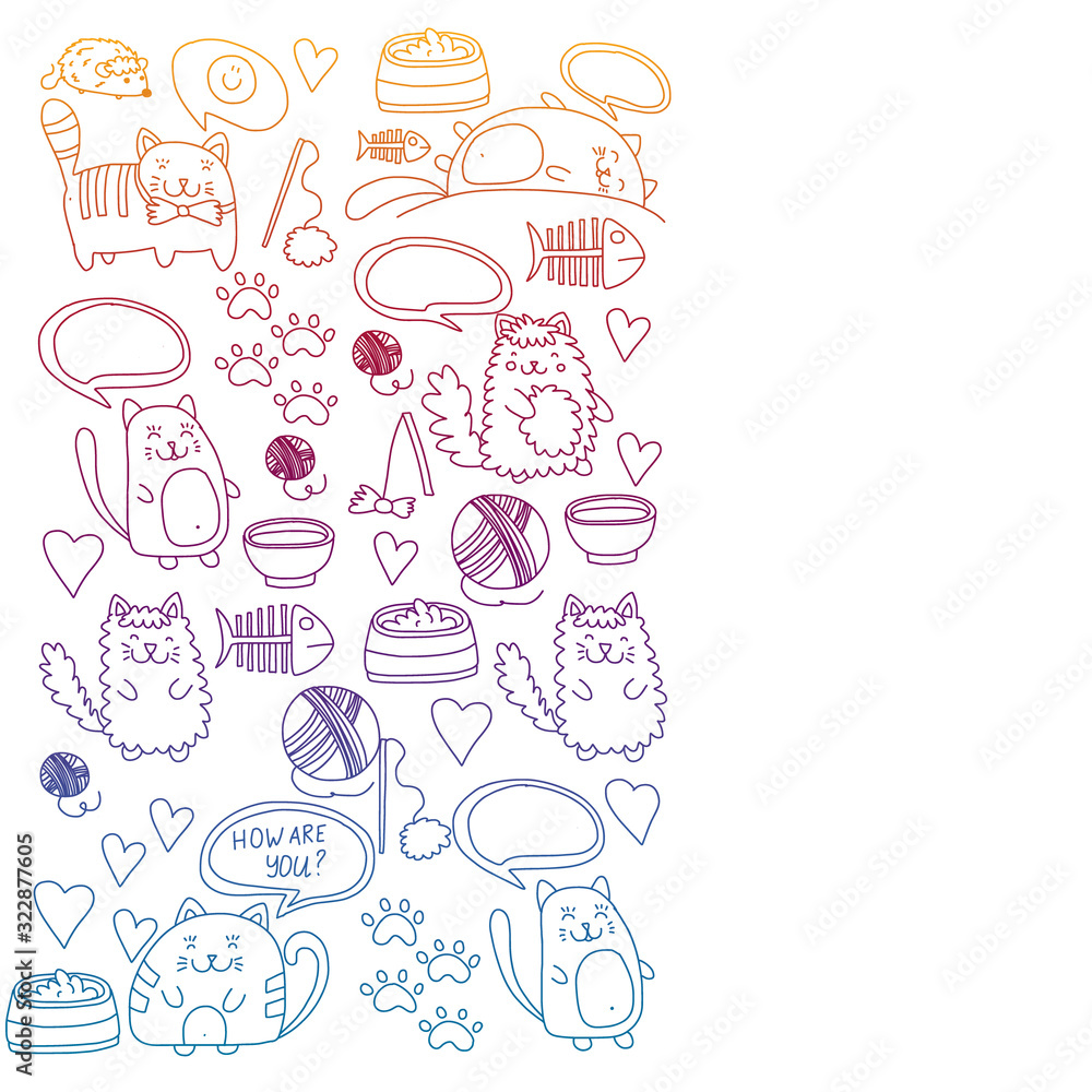 Vector pattern with cute little cats and kittens for children. Vector pattern with cute little cats and kittens for children.