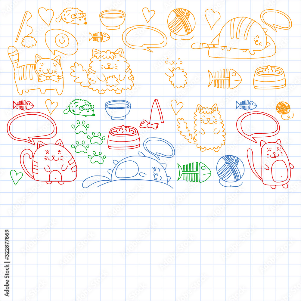 Vector pattern with cute little cats and kittens for children. Vector pattern with cute little cats and kittens for children.
