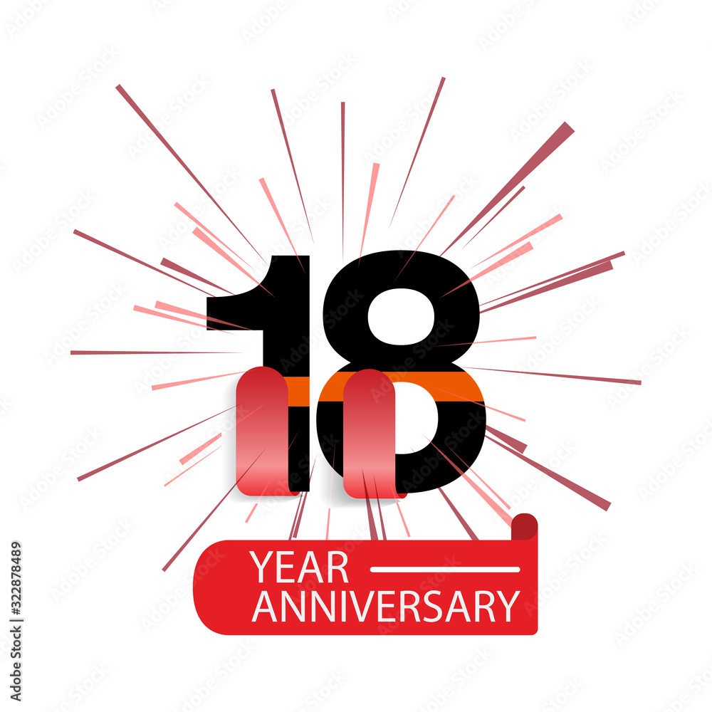 Fototapeta premium 18 Year Anniversary Vector Template Design Illustration