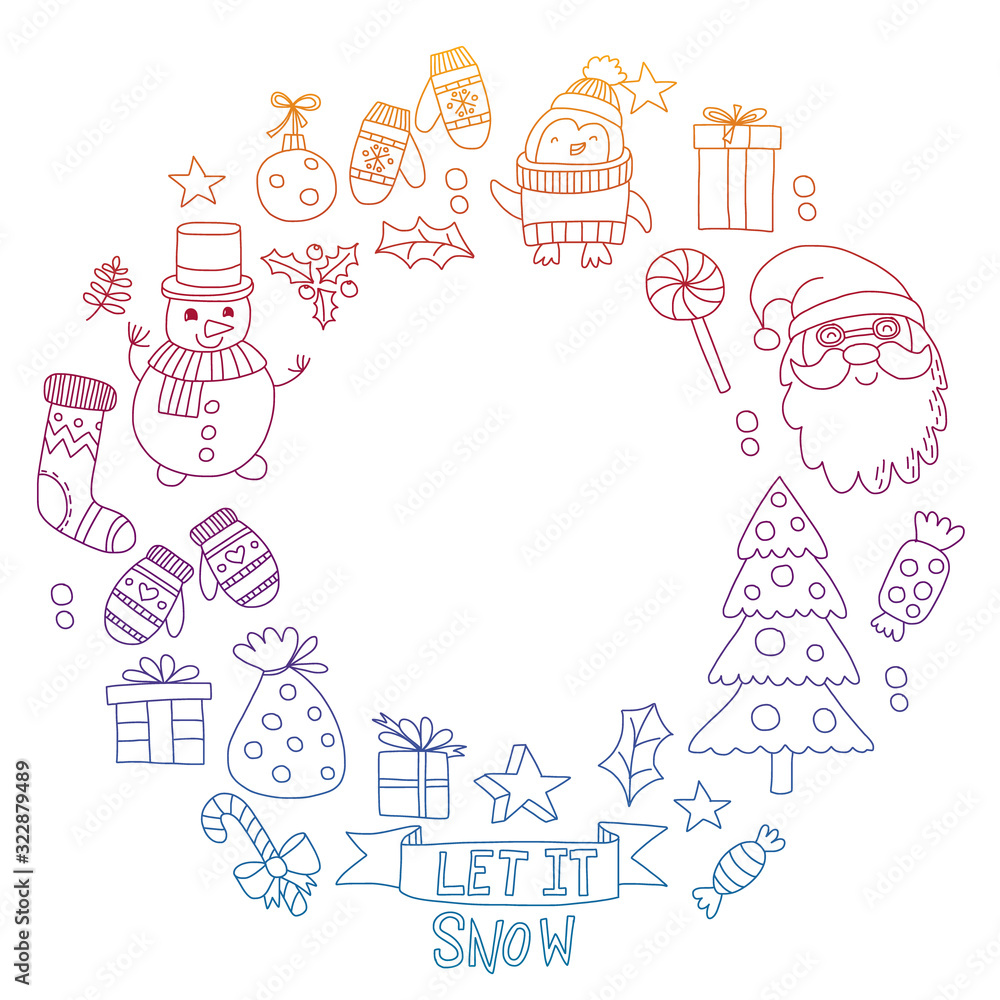 Christmas element in doodle kids drawing style. Vector pattern. Christmas element in doodle kids drawing style. Vector pattern.