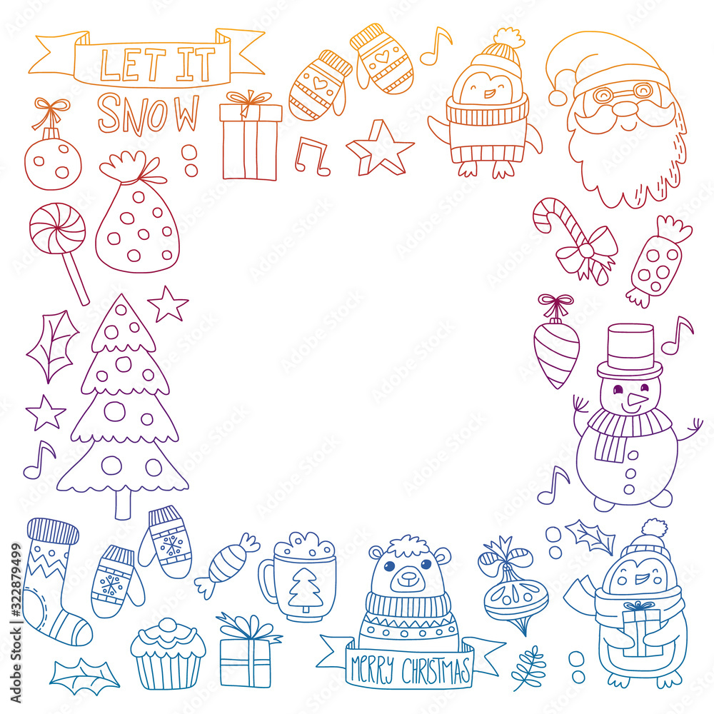 Christmas element in doodle kids drawing style. Vector pattern. Christmas element in doodle kids drawing style. Vector pattern.