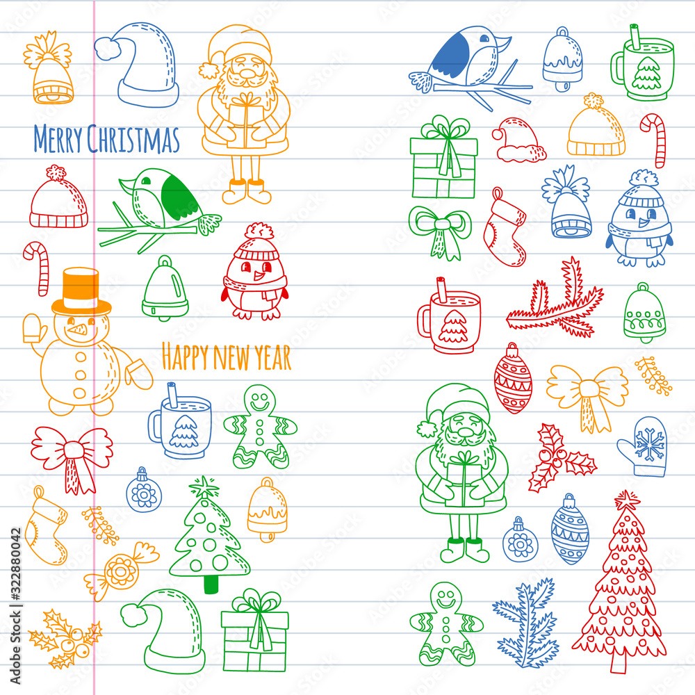 Christmas element in doodle kids drawing style. Vector pattern. Christmas element in doodle kids drawing style. Vector pattern.