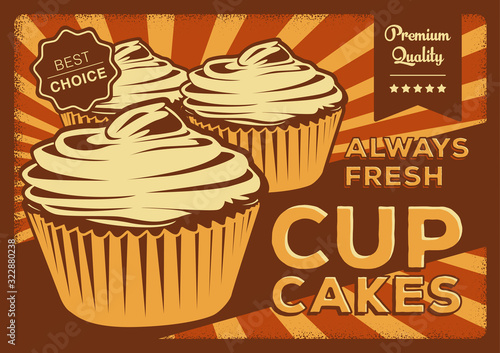cupcake cupcakes cake cakes Signage Poster Retro Rustic Vector