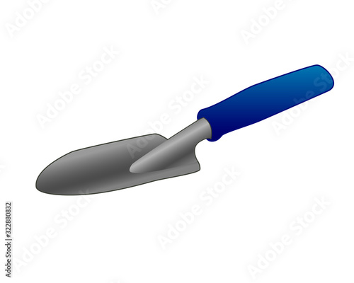 Little garden shovel. Drainage shovel for gardening - gardener's tool - vector colorful picture. Hand-made scallops for planting plants.