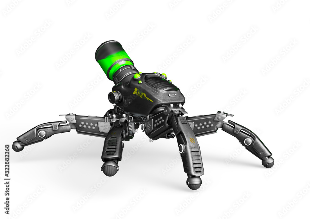 spider mech in white background walking side view spider mech in white background walking side view