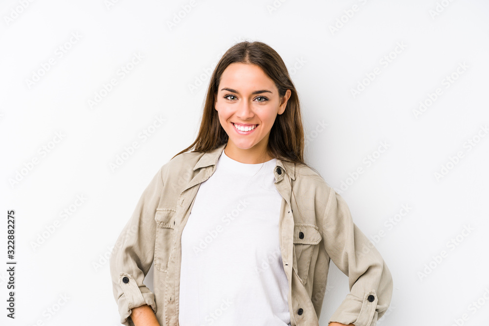 Young caucasian woman isolated confident keeping hands on hips. Young caucasian woman isolated confident keeping hands on hips.