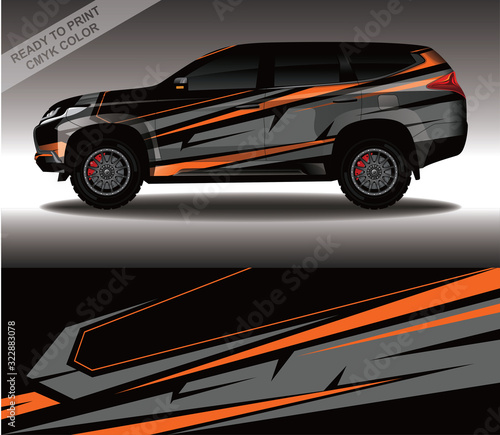 Car wrap decal design vector, custom livery race rally car vehicle sticker and tinting.