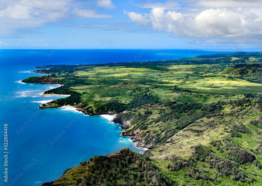 aerial view of kauai coastline - Hawaii 