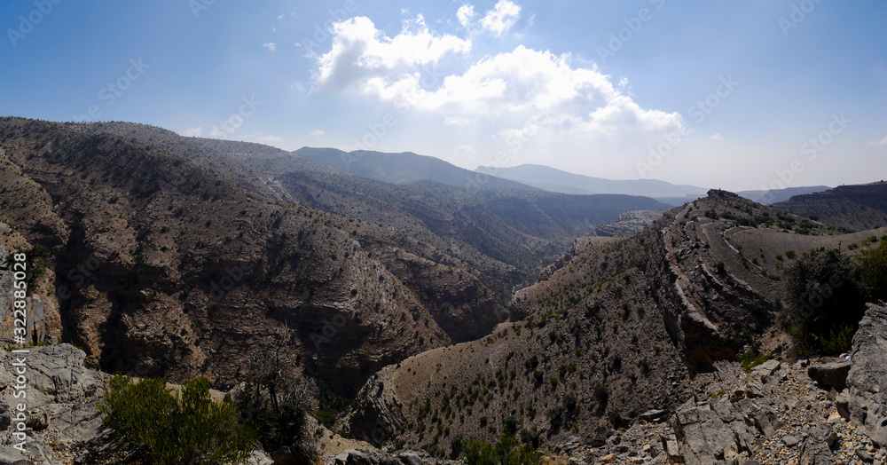 A view of cliff on the Saiq plateau, Oman