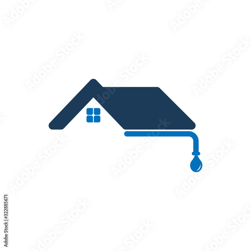 house roof gutter logo design. home pipe installation vector template illustration
