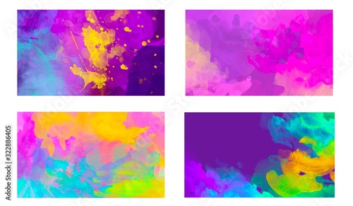 set of abstract painting banners