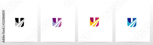 Swoosh Pointed Graphic On Letter Logo Design U