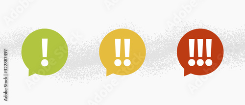 Priority exclamations signs, red, orange and red