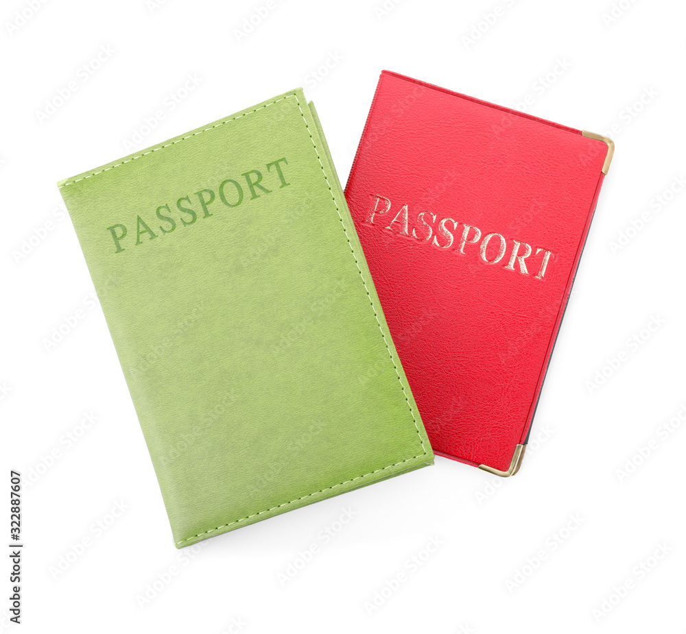 Two passports on white background Two passports on white background
