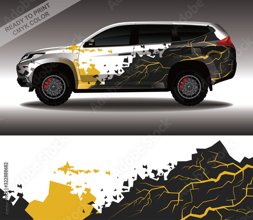 Car wrap decal design vector, custom livery race rally car vehicle sticker and tinting.