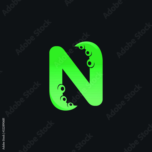 Letter N Logo Design with Tentacle Element