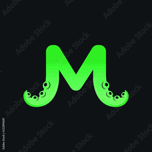 Letter M Logo Design with Tentacle Element