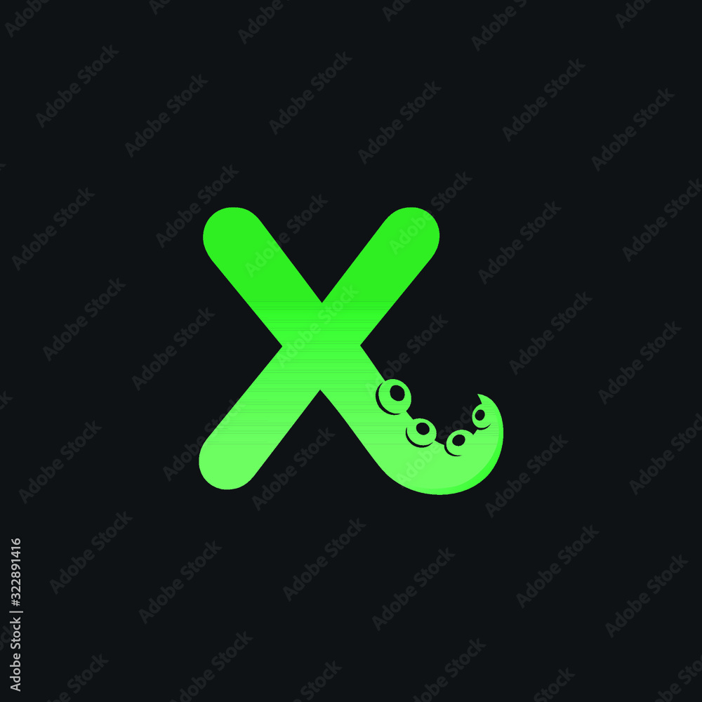 Fototapeta premium Letter X Logo Design with Tentacle Element