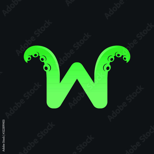 Letter W Logo Design with Tentacle Element