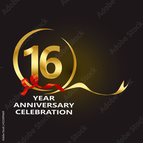 16 Year Anniversary Vector Template Design Illustration