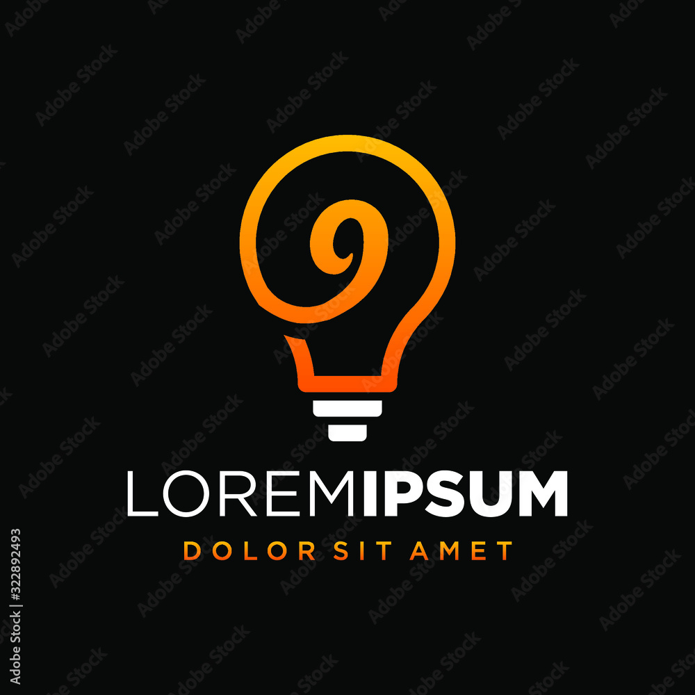 Initial Number 9 with Lamp or Idea Logo Design Concept Initial Number 9 with Lamp or Idea Logo Design Concept