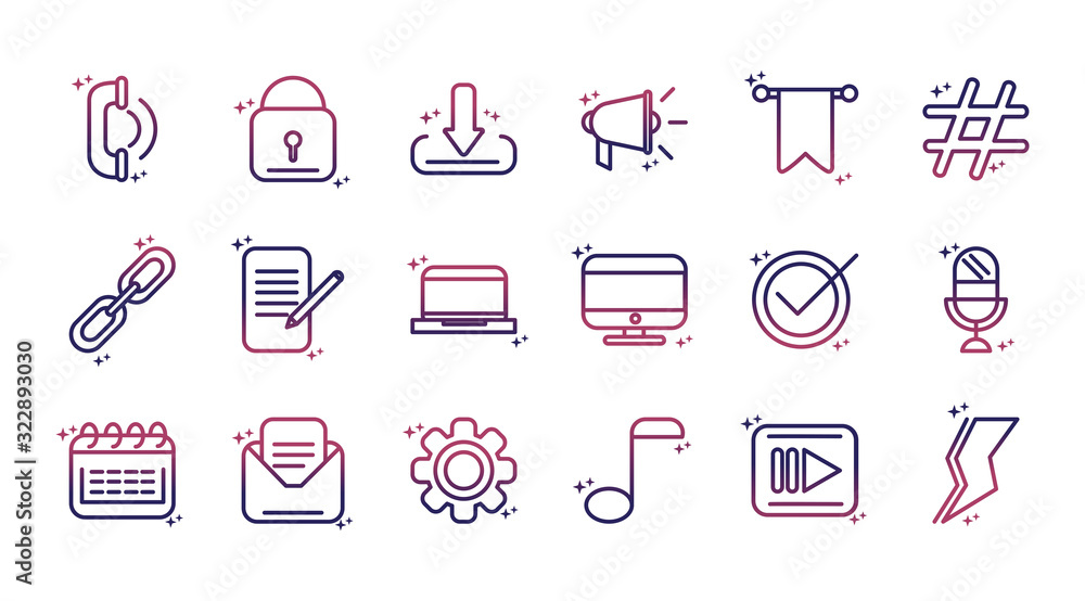 social media network technology multimedia gradient style icon social media network technology multimedia gradient style icon
