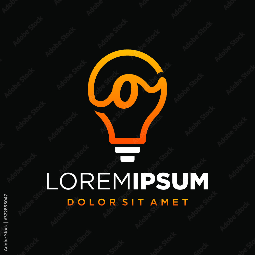 Initial Letter O with Lamp or Idea Logo Design Concept Initial Letter O with Lamp or Idea Logo Design Concept