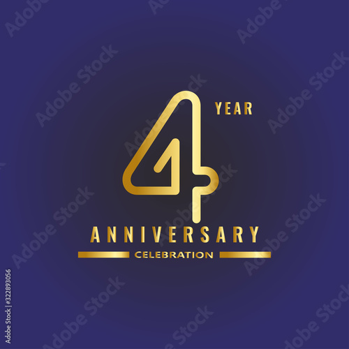 4 Year Anniversary Vector Template Design Illustration