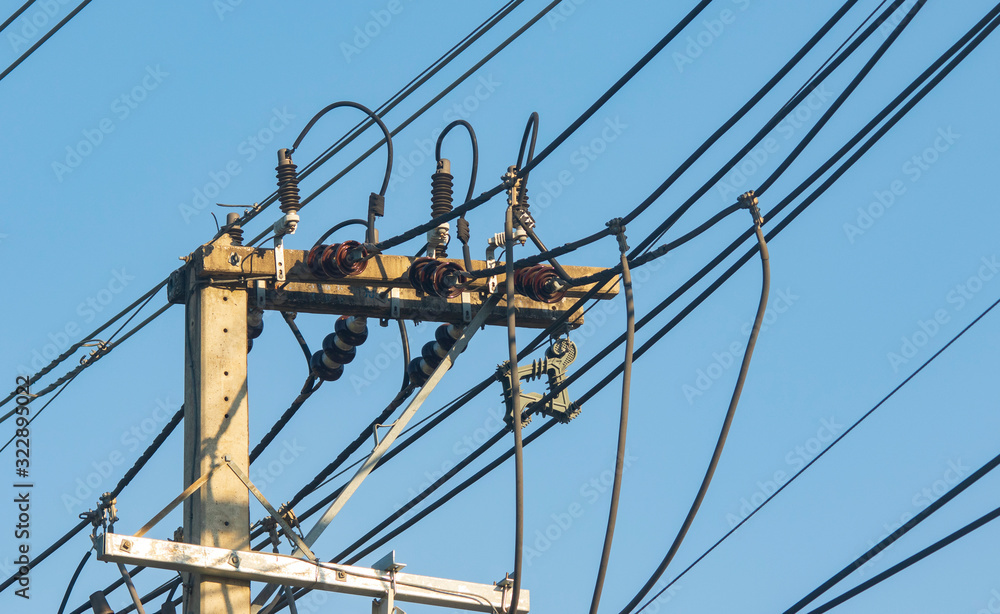 old power pole and wires old power pole and wires