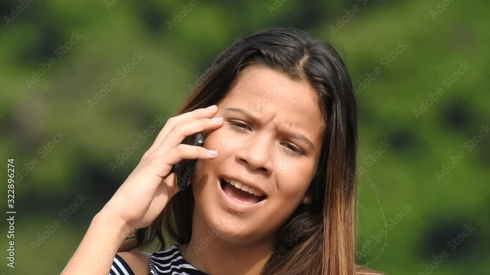 A Happy Girl With Phone Conversation A Happy Girl With Phone Conversation