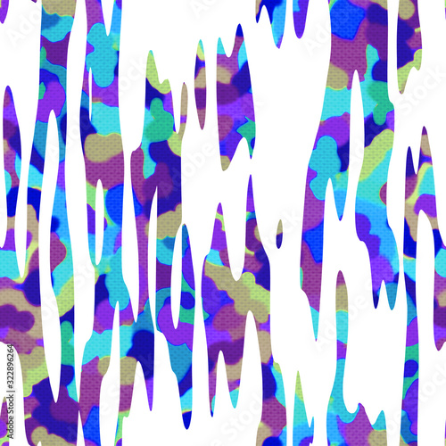 Distressed glitch abstract artistic texture background. Melting irregular imperfect shape seamless pattern. Funky colorful distorted all over print. Wonky trendy modern fashion swatch.