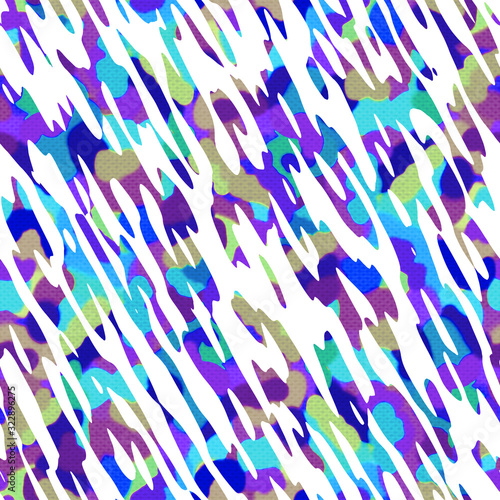 Distressed glitch abstract artistic texture background. Melting irregular imperfect shape seamless pattern. Funky colorful distorted all over print. Wonky trendy modern fashion swatch.