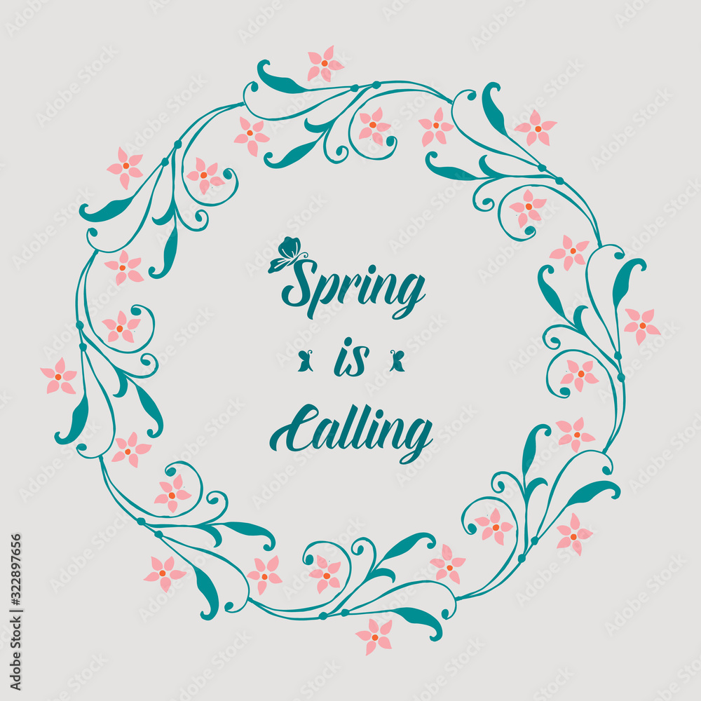 Unique pattern of leaf and floral frame, for spring calling greeting card design. Vector
