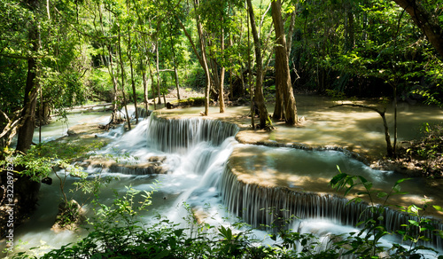 beautiful waterfall  forest background  landscape