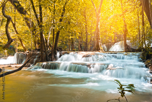 Fototapeta Naklejka Na Ścianę i Meble -  beautiful waterfall, forest background, landscape