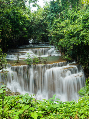 beautiful waterfall  forest background  landscape