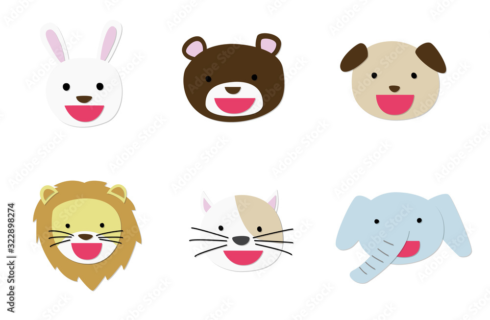 Obraz premium 切り絵動物 子ども向け