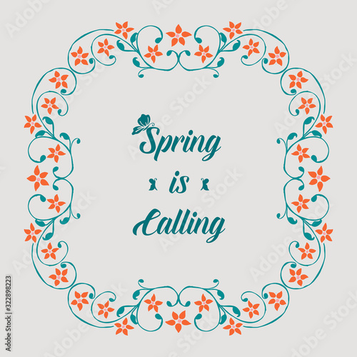 The unique shape of leaf and floral frame design  for spring calling greeting card template decor. Vector