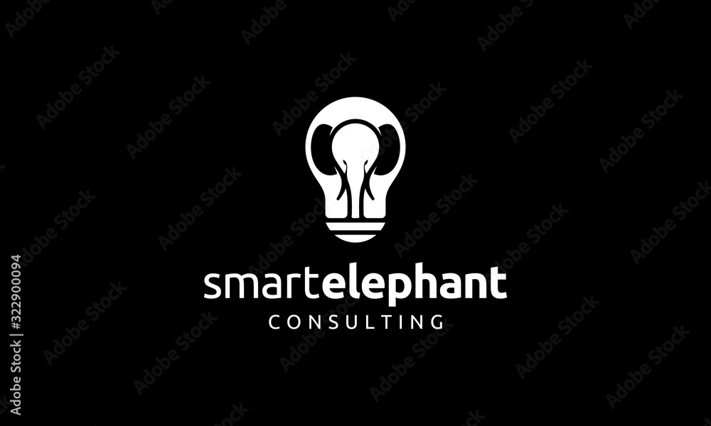 elephant with light bulb logo design concept elephant with light bulb logo design concept
