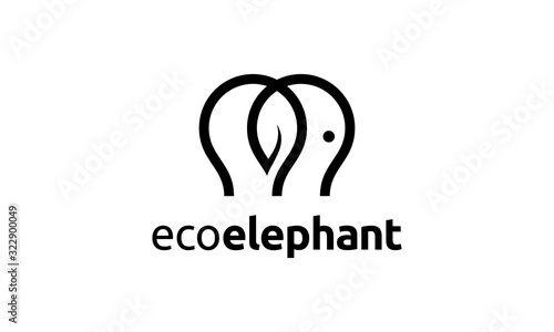 elephant animal with eco leaf logo design template