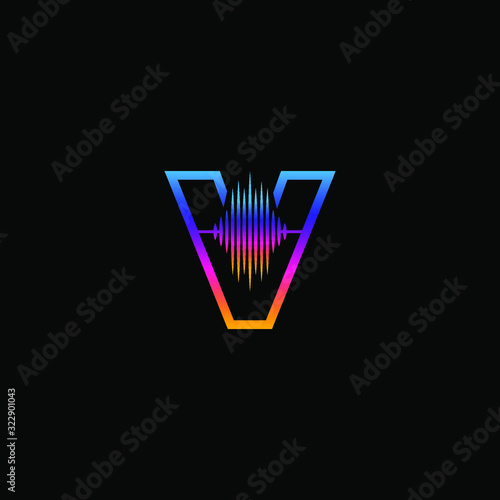 Initial Letter V Sound Weaves Logo Design Concept