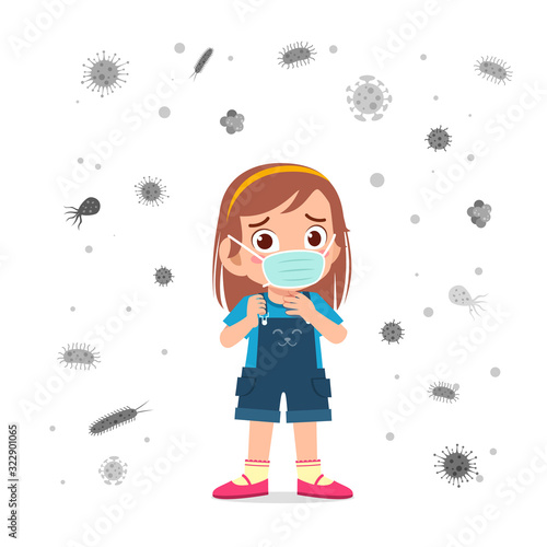 happy cute little kid boy wear mask avoid virus