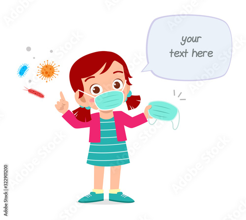 happy cute little kid boy wear mask avoid virus